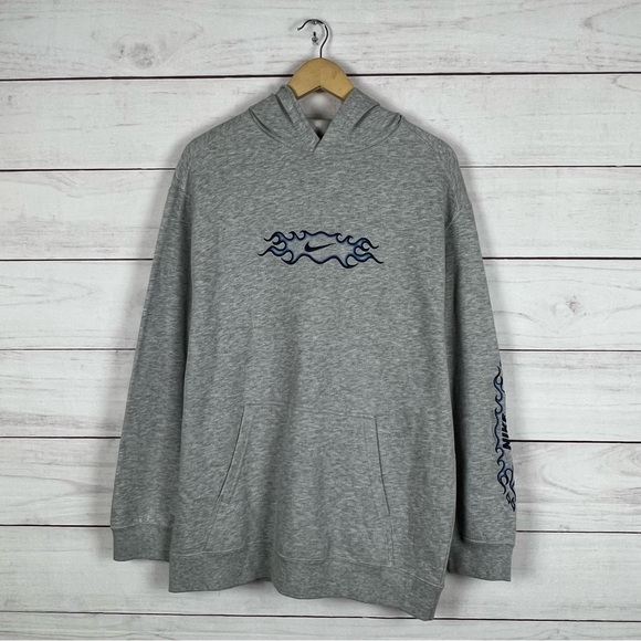 Vintage Y2K RARE Nike Embroidered Blue Fire Hoodie XL